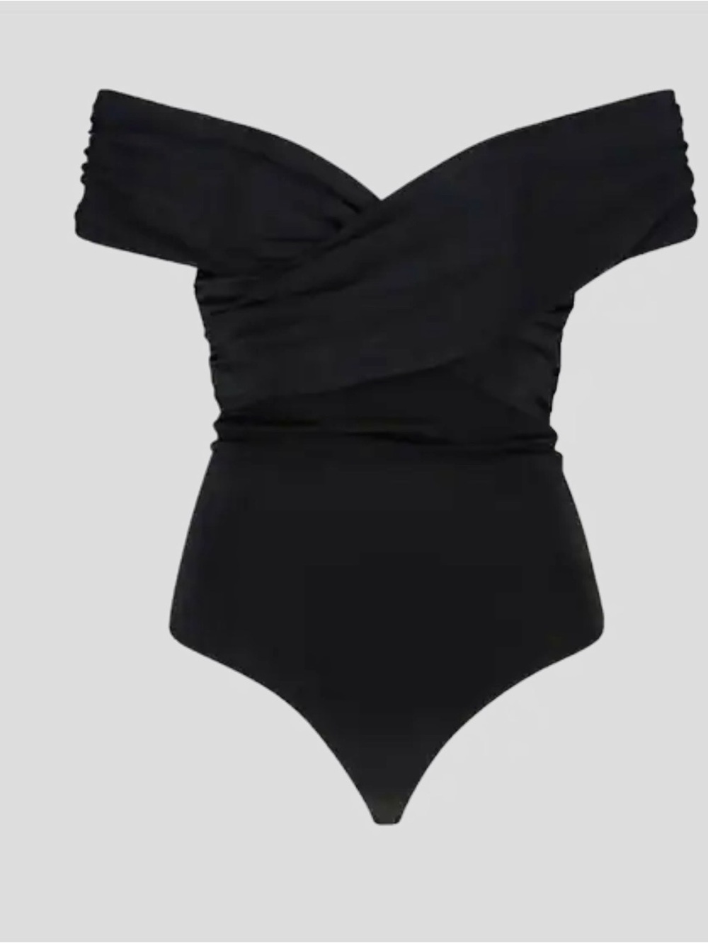 Khaite Off-Shoulder Black One-Piece Swimwear